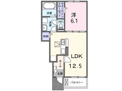 シーズンテラス勝原(1LDK/1階)の間取り写真