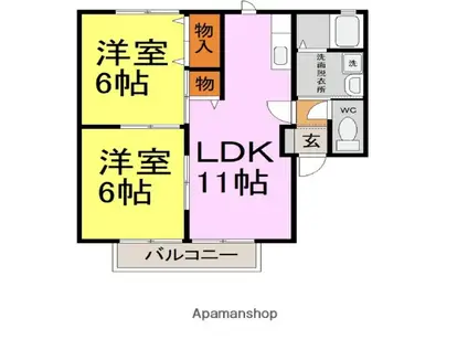 レトア東南(2LDK/1階)の間取り写真