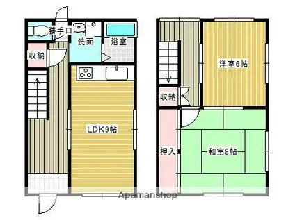 御立西メゾネット(2LDK/2階)の間取り写真
