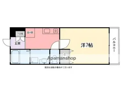 インタービレッジ船丘(1K/4階)の間取り写真