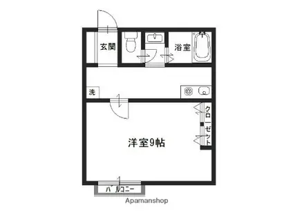 エトランス書写(1K/1階)の間取り写真