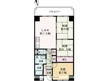アルコ・ラ・カーサ佃町Ⅱ(3LDK/4階)の間取り写真