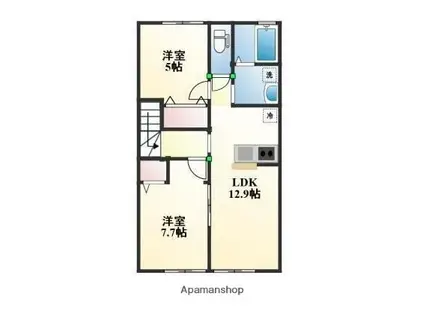 コルネットブラン(2LDK/2階)の間取り写真