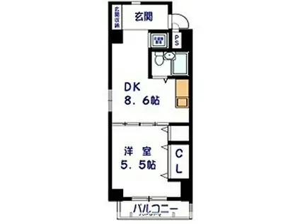 ファーストイン英賀保駅前(1DK/5階)の間取り写真