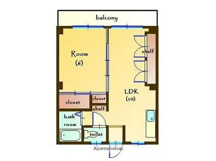 コーポ武本(1LDK/3階)の間取り写真