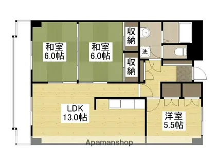 高楽ハイツ(3LDK/4階)の間取り写真