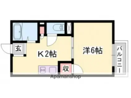 ローズハイツ(1K/2階)の間取り写真