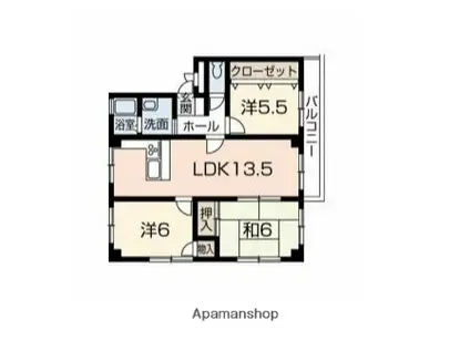 コーポエム・エヌ・中島(3LDK/1階)の間取り写真