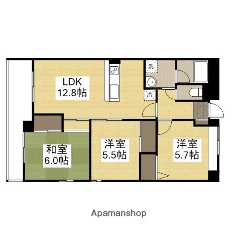 フローリッシュⅠ(3LDK/3階)の間取り写真