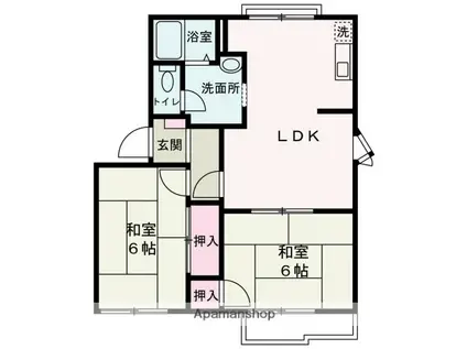 サングリーンハイツ A棟(2LDK/2階)の間取り写真