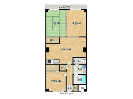 リバティ勝原(3LDK/4階)の間取り写真