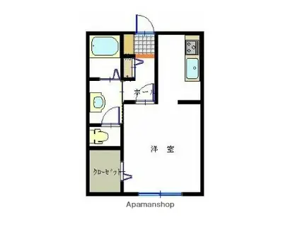 神和町壱番館(1K/1階)の間取り写真