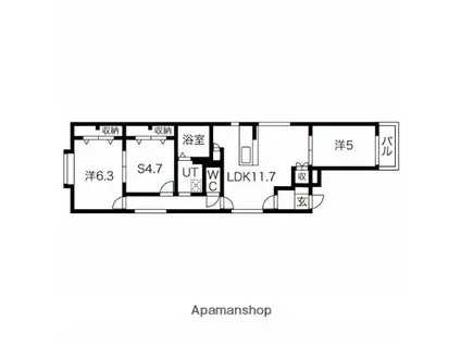 バレンシア三左衛門(2SLDK/1階)の間取り写真