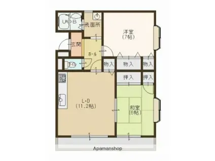 サンローヤル(2LDK/1階)の間取り写真