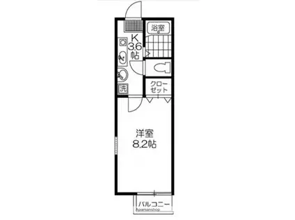 エトランス西庄(1K/1階)の間取り写真