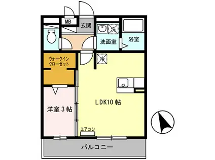 セジュール白浜 B棟(1LDK/2階)の間取り写真