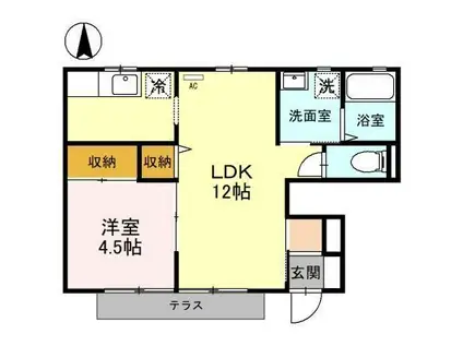 ソレジオ桜(1LDK/1階)の間取り写真