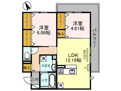 ヴィラ ルーチェ(2LDK/2階)の間取り写真