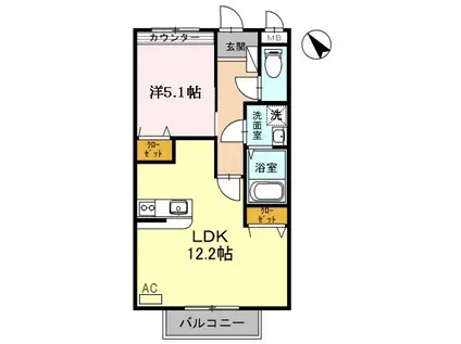レオントポディウム Ⅱ番館(1LDK/2階)の間取り写真