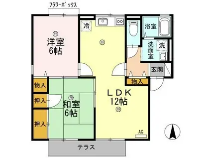 ガーデンハイツ A棟(2LDK/1階)の間取り写真