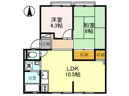 サンライフサルビア(2LDK/1階)の間取り写真
