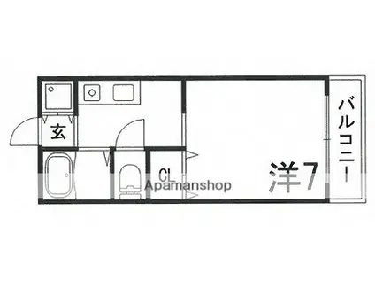パセオ柿山伏(1K/2階)の間取り写真