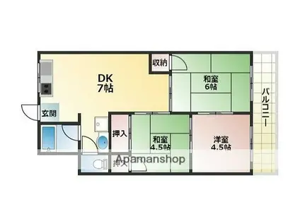 コーポかおり(3DK/3階)の間取り写真