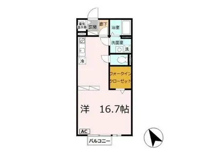 ドミール・K(ワンルーム/2階)の間取り写真