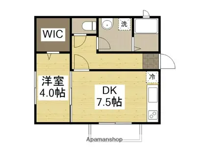 神和町弐番館(1DK/1階)の間取り写真