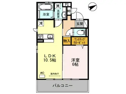 アップフィールド(1LDK/2階)の間取り写真