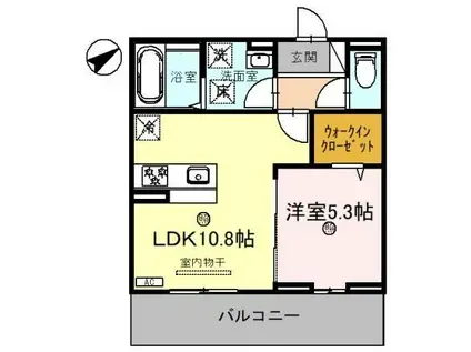 DーPLACE城西(1LDK/1階)の間取り写真
