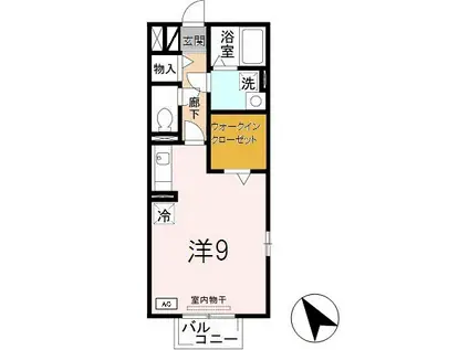 アクセスG(ワンルーム/2階)の間取り写真