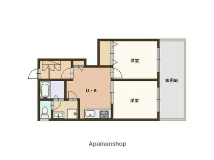 ハイツ新田(2DK/1階)の間取り写真