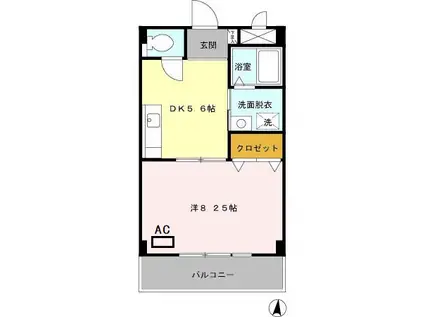 ヴァンクレールⅠ(1DK/5階)の間取り写真