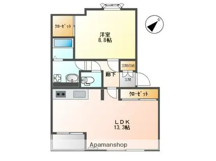 スカイドリーム(1LDK/1階)の間取り写真