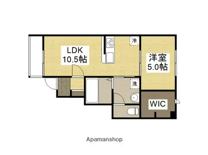 リュッケ御立中(1LDK/1階)の間取り写真