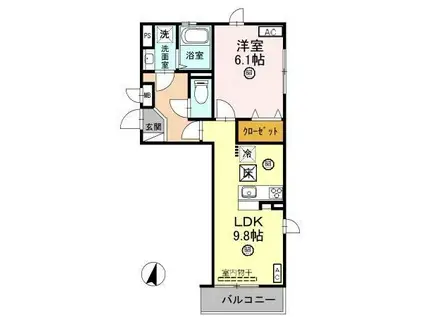 アズール(1LDK/1階)の間取り写真