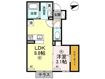 リッチキャッスルIII(1LDK/1階)の間取り写真