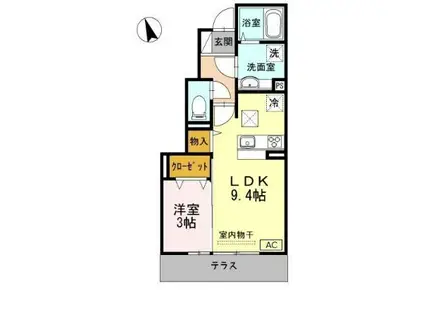 クラージュKS(1LDK/1階)の間取り写真