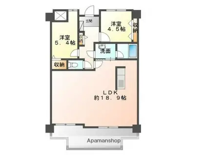 ネオハイツ今宿B棟(2LDK/12階)の間取り写真