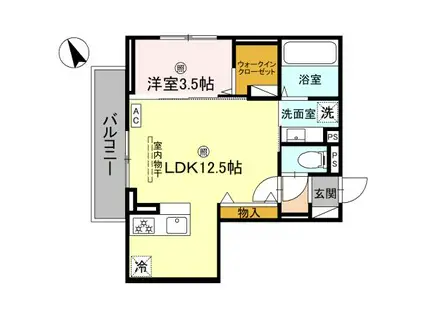 D-PLACE町坪(1LDK/2階)の間取り写真