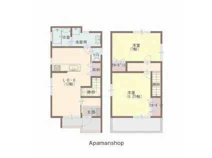 播但線 野里駅 徒歩12分 2階建 築20年(2SLDK)の間取り写真
