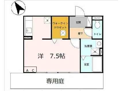 ホワイトヘロン(ワンルーム/1階)の間取り写真