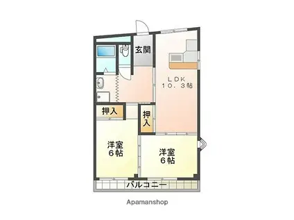 コーポ・スカイン(2LDK/3階)の間取り写真