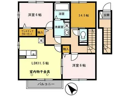 ハイムエルピスIII(2LDK/2階)の間取り写真