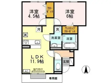 グランヒル青山(2LDK/1階)の間取り写真