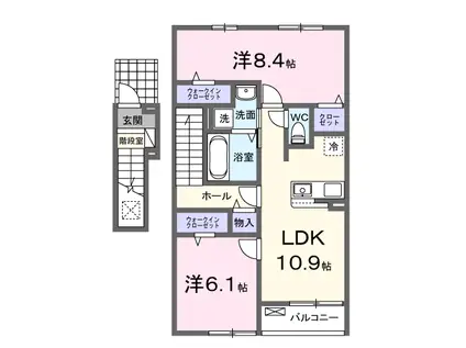 シャイニースカイ(2LDK/2階)の間取り写真