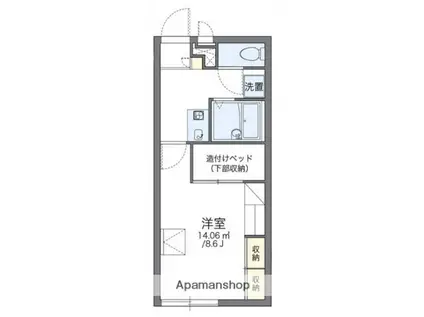 コンフォートたつのKANBE(1K/2階)の間取り写真