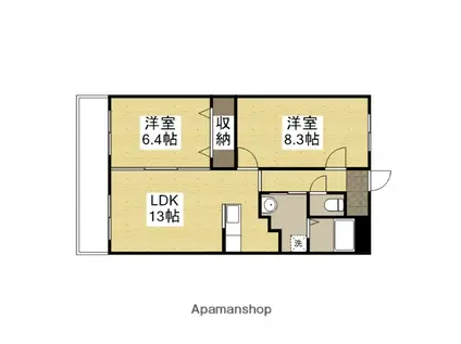 智頭急行 苔縄駅 徒歩23分 3階建 築24年(2LDK/1階)の間取り写真
