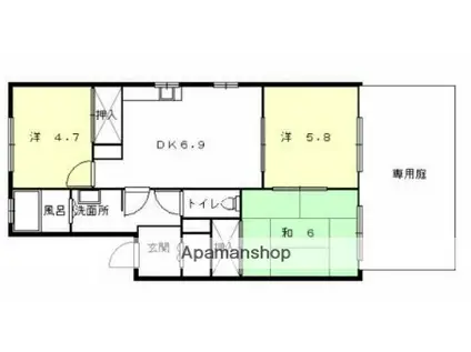 カルネY(3DK/1階)の間取り写真